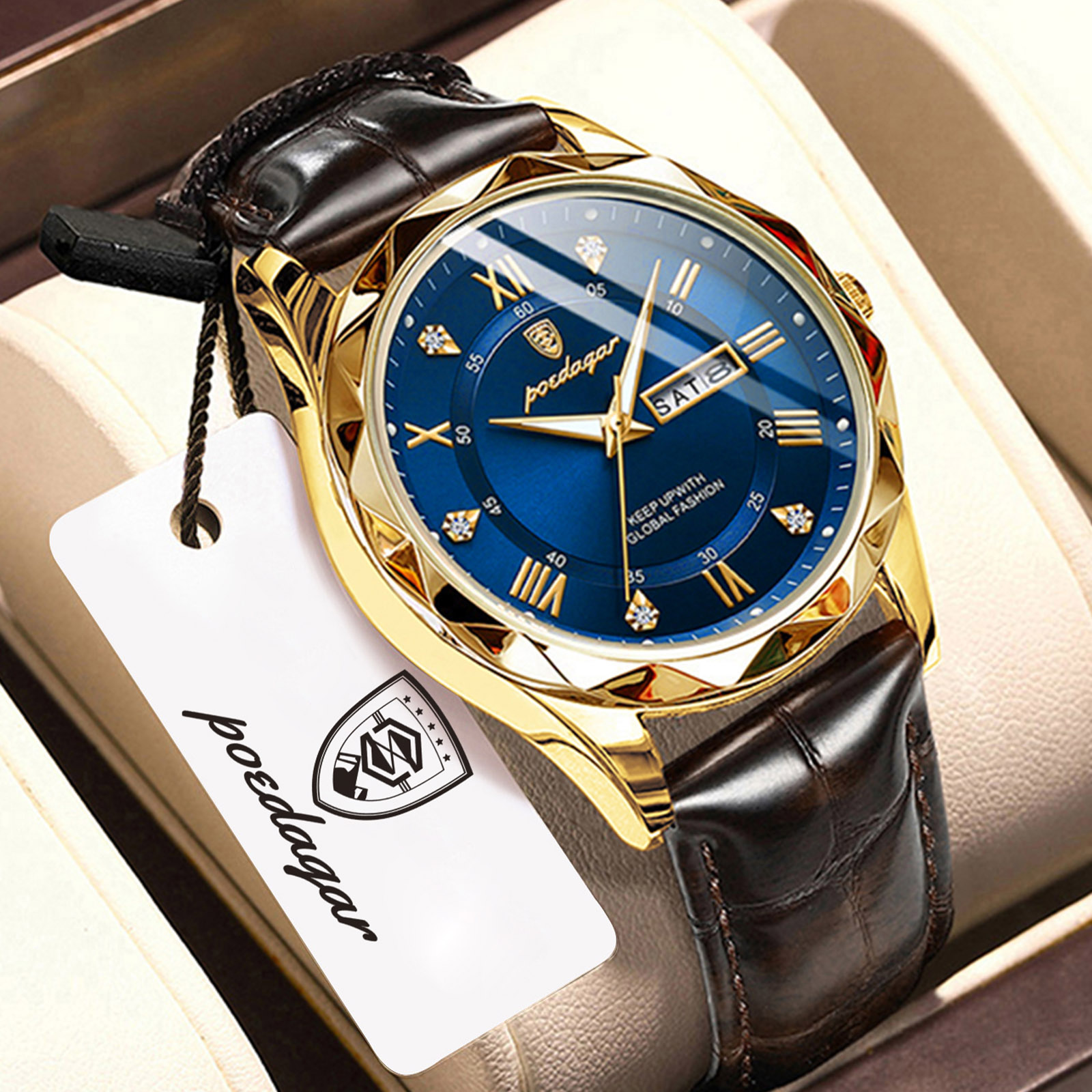 Relógio Masculino POEDAGAR de  - Suede Strap Watch avaliação e preço